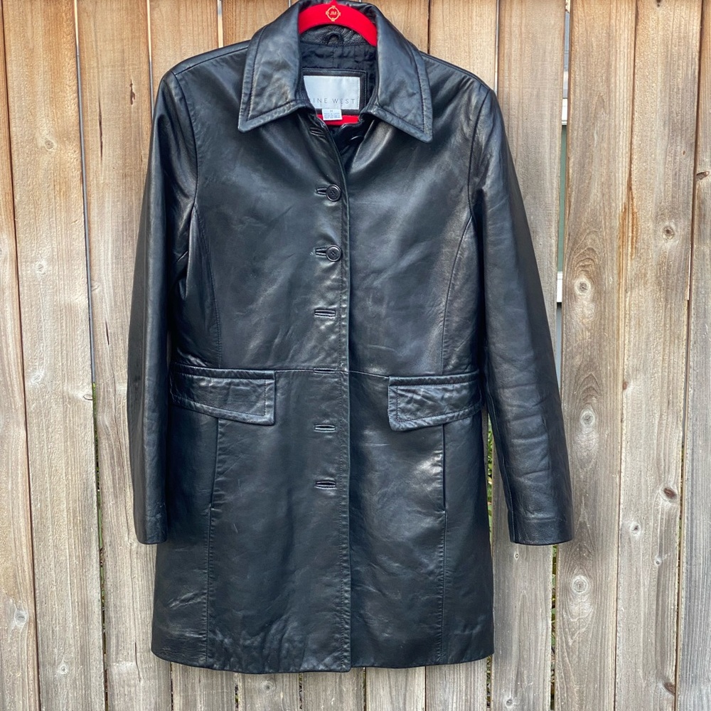 Nine West Knee Length Leather Coat